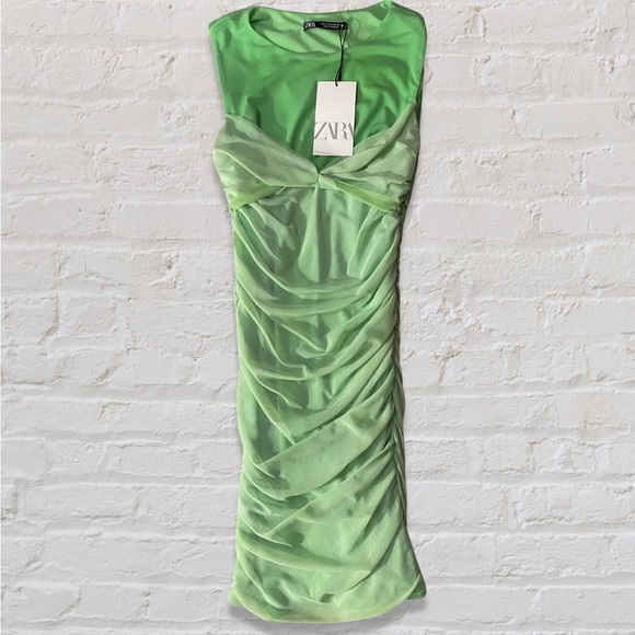 Zara Green Tulle Dress - Picture 2 of 6